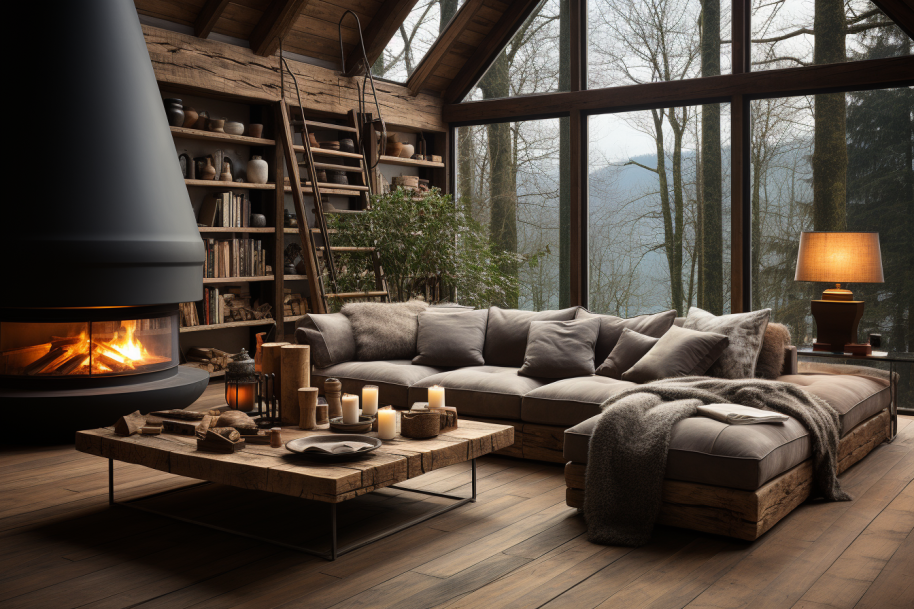 Ein stilvolles Wohnzimmer mit Möbeln im Kolonialstil. Massives Holz, kunstvolle Verzierungen und warme Farben schaffen eine einladende Atmosphäre.